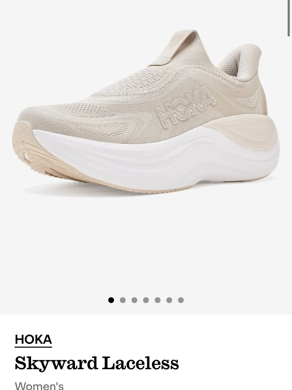 Hoka Skyward Laceless Women's Running Shoe — Beige/White
